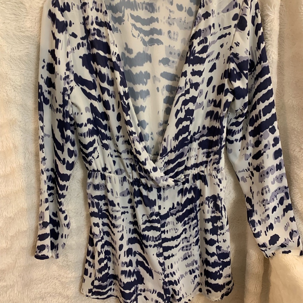 Blue & White Romper NWOT